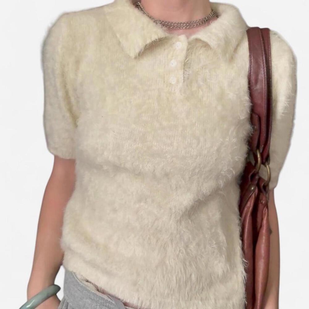 Fuzzy cropped polo